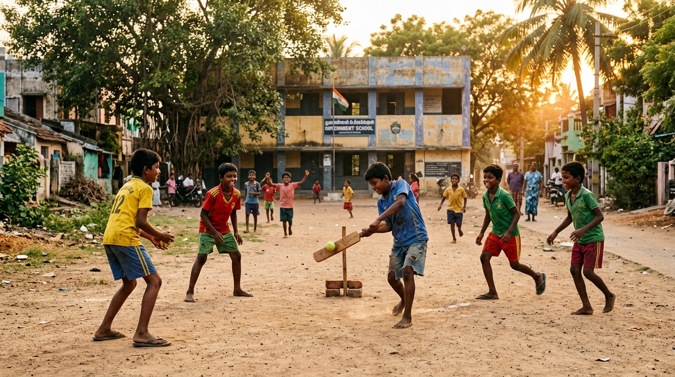 Underprivileged kids sports and education illustration